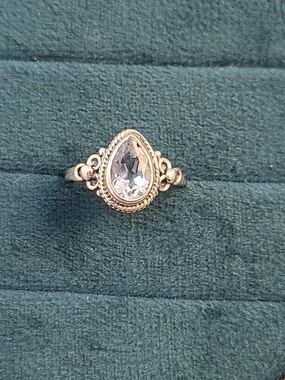 Sterling Silver Blue Topaz Ring 925 Teardrop Gemstone Boho Size 6 NWOT